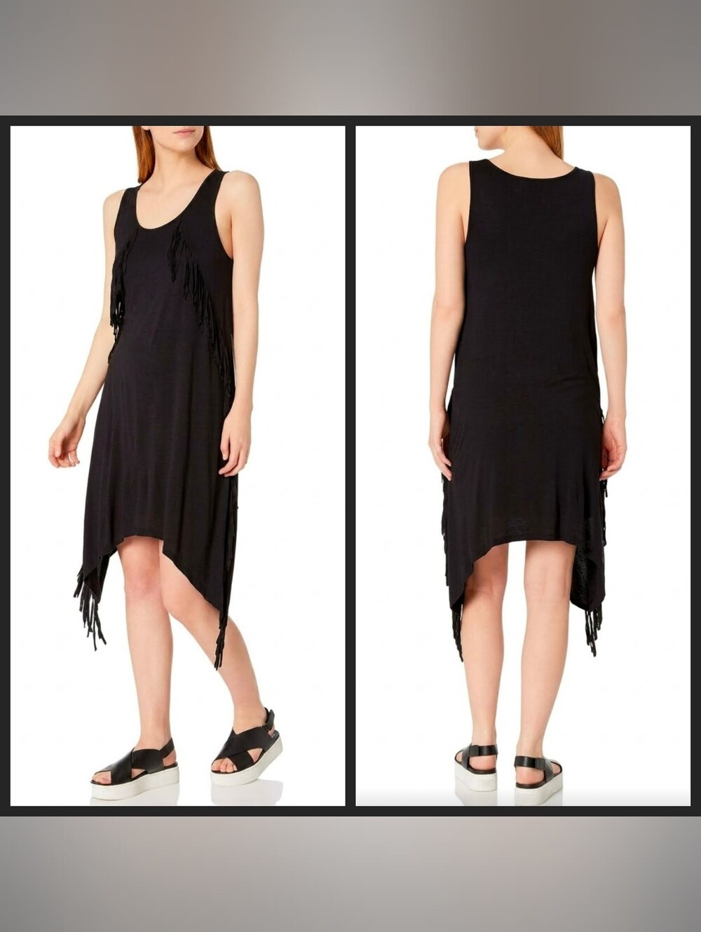 🆕 🖤Kensie🖤 - Black Fringe Handkerchief Dress